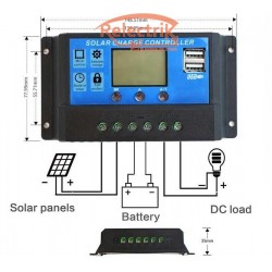 Controler panou solar 12/24V 30A mini dual USB