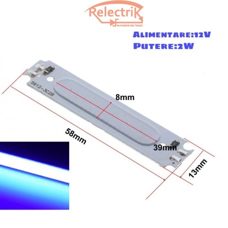 LED COB, 58X13MM/2W ALBASTRU